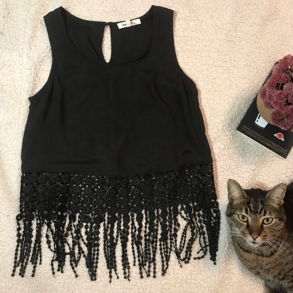 Black fringe top